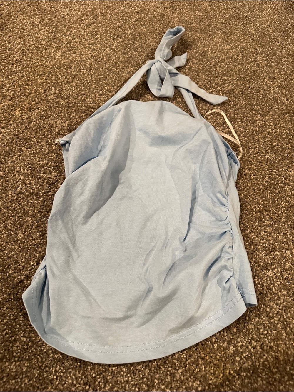 Tie-Neck Light Blue Women's Halter TOP